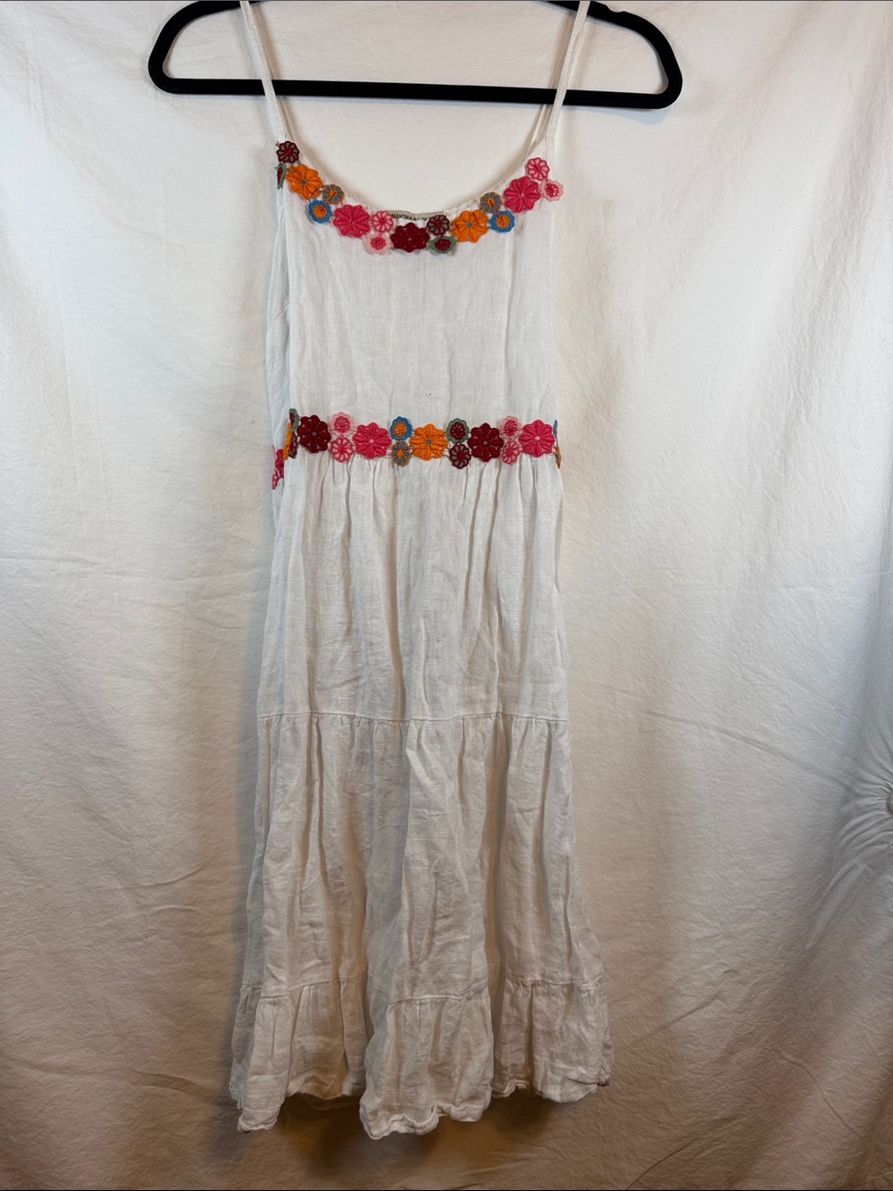 Valentina Naldi Made In Italy 100% Linen Floral Dress Women’s Small